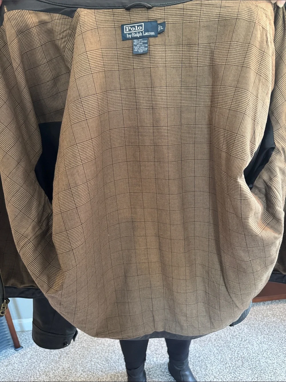 Polo by Ralph Lauren Black Leather Zip-Front Jacket